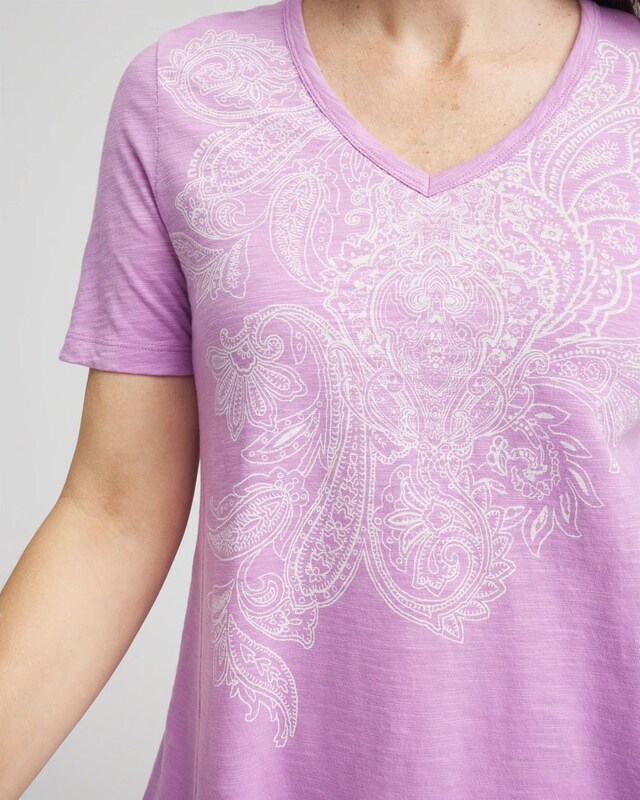 Paisley Slub V-Neck Tee - image 4